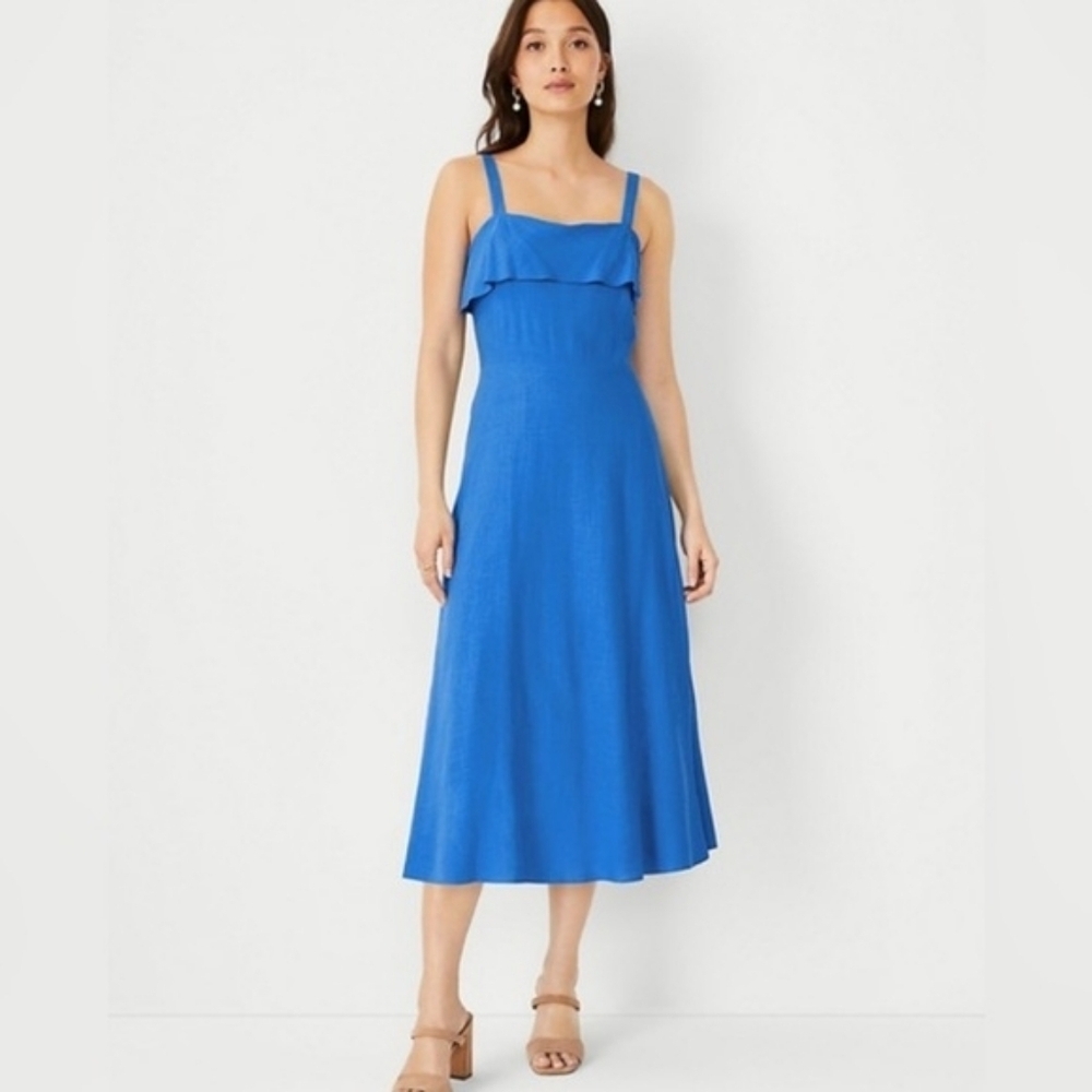 Anne Taylor Midi Lined Sleeveless Midi Dress Blue Size 4